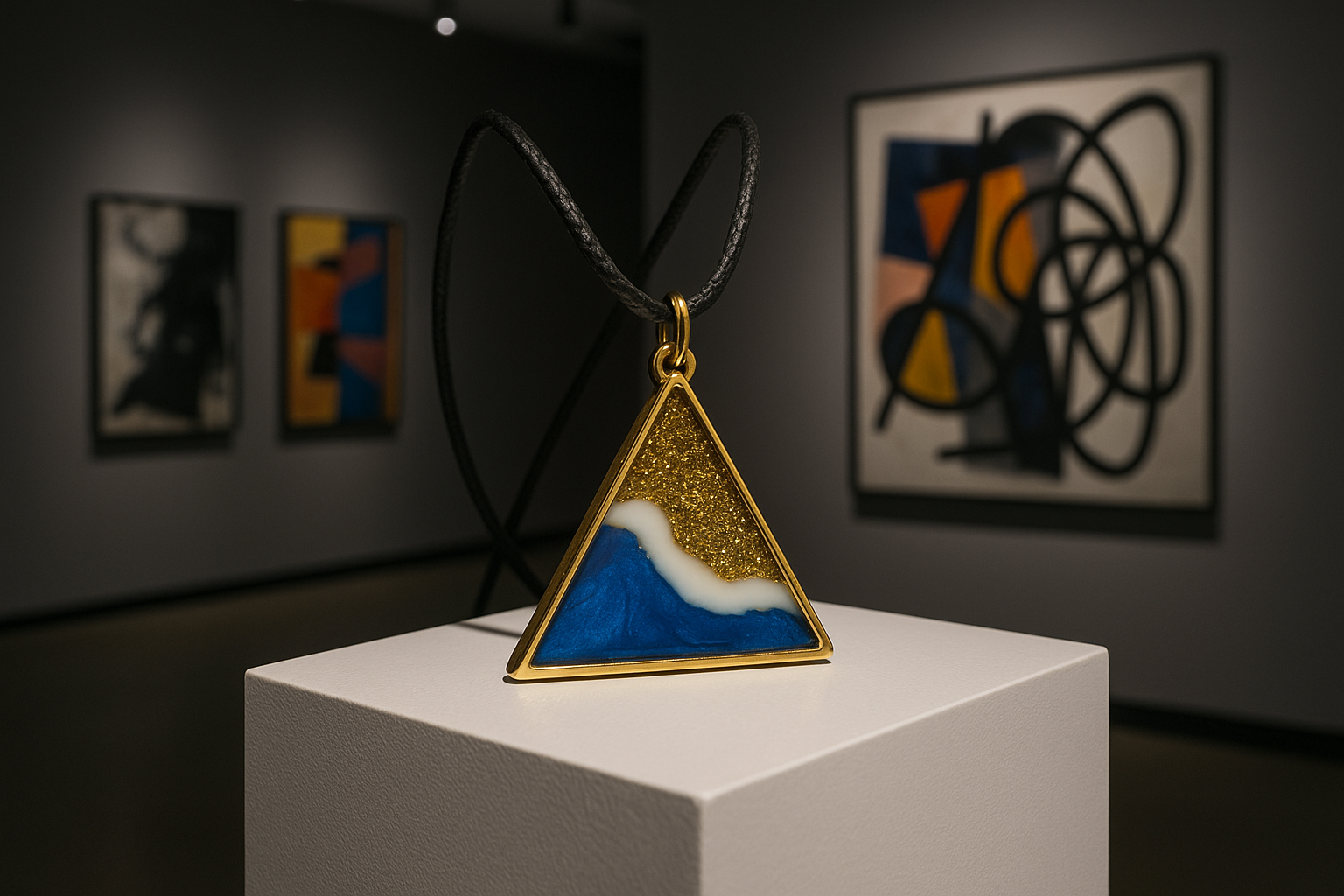 Colar triangular em galeria