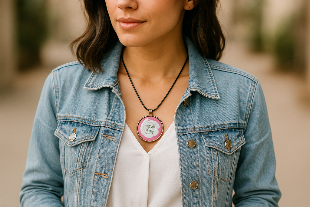 Colar circular com look casual