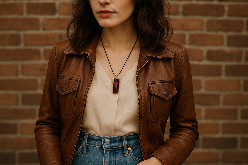 Colar de flores com look vintage